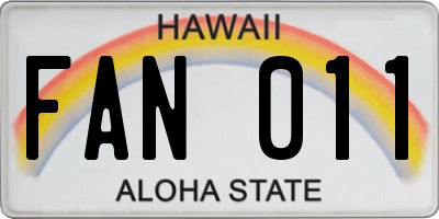 HI license plate FAN011