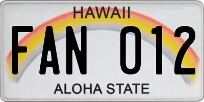 HI license plate FAN012