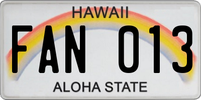 HI license plate FAN013