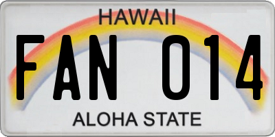 HI license plate FAN014