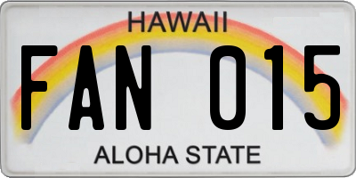 HI license plate FAN015