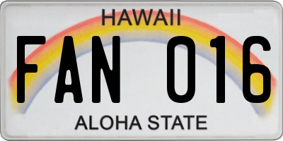 HI license plate FAN016