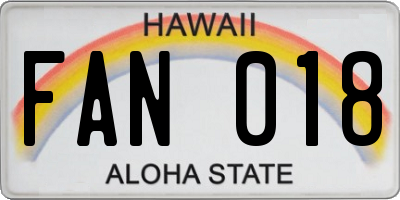 HI license plate FAN018