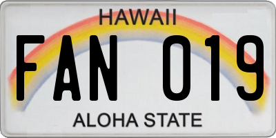 HI license plate FAN019