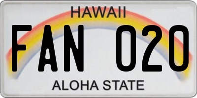 HI license plate FAN020