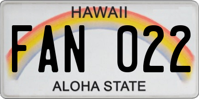 HI license plate FAN022
