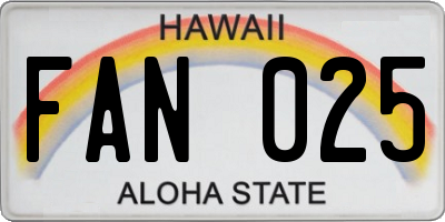 HI license plate FAN025