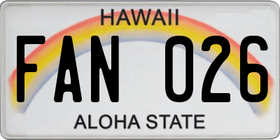 HI license plate FAN026