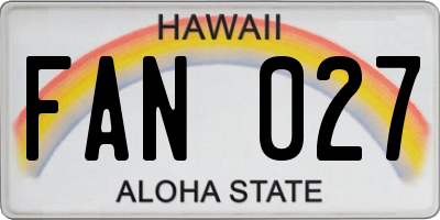 HI license plate FAN027