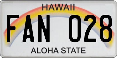 HI license plate FAN028