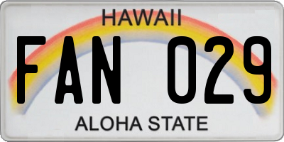 HI license plate FAN029