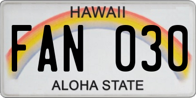 HI license plate FAN030