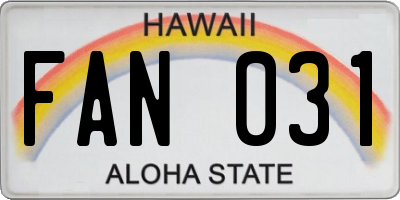 HI license plate FAN031