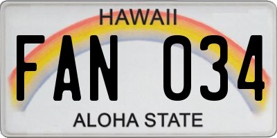 HI license plate FAN034