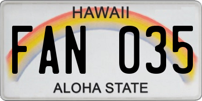 HI license plate FAN035