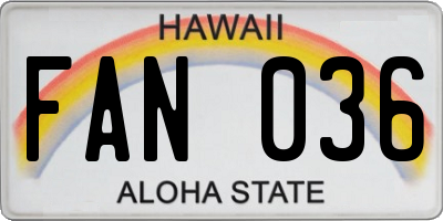 HI license plate FAN036