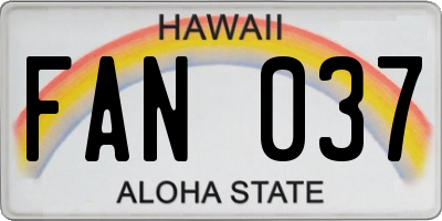 HI license plate FAN037