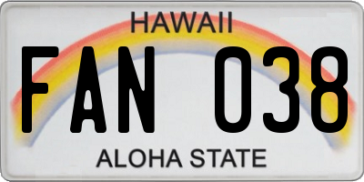 HI license plate FAN038