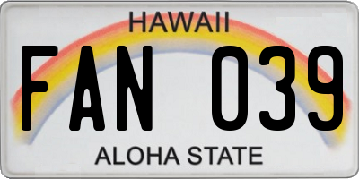 HI license plate FAN039
