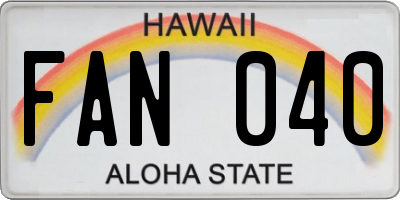 HI license plate FAN040