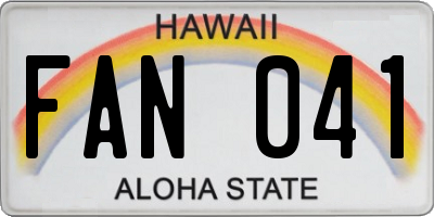 HI license plate FAN041