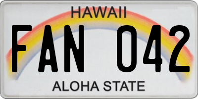 HI license plate FAN042