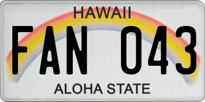 HI license plate FAN043
