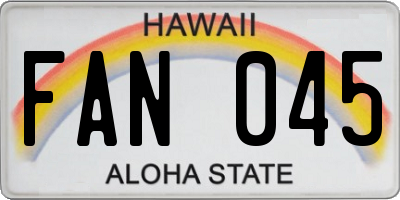 HI license plate FAN045