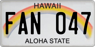 HI license plate FAN047