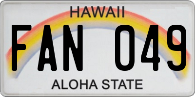 HI license plate FAN049