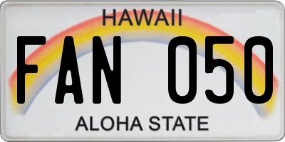 HI license plate FAN050