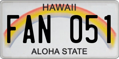 HI license plate FAN051