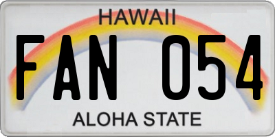 HI license plate FAN054