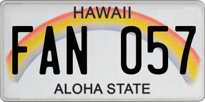 HI license plate FAN057