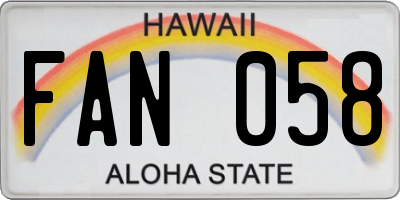 HI license plate FAN058