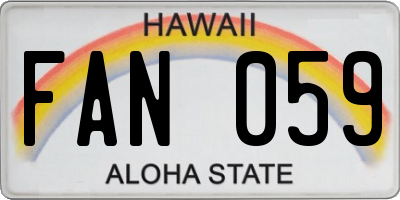 HI license plate FAN059