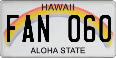 HI license plate FAN060