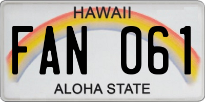 HI license plate FAN061