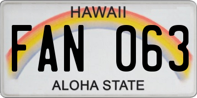 HI license plate FAN063