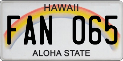 HI license plate FAN065