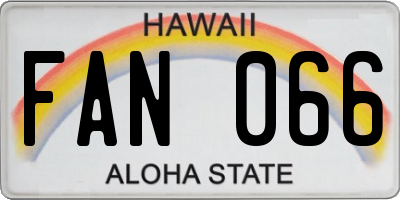 HI license plate FAN066