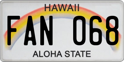 HI license plate FAN068