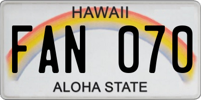 HI license plate FAN070