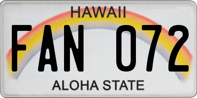 HI license plate FAN072