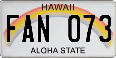 HI license plate FAN073