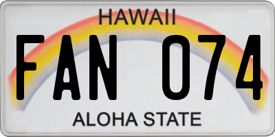 HI license plate FAN074