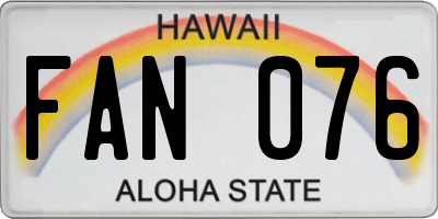 HI license plate FAN076