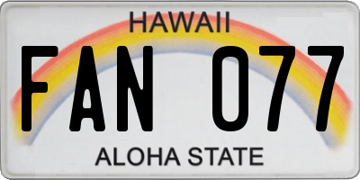 HI license plate FAN077