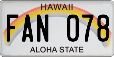 HI license plate FAN078