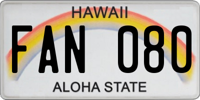 HI license plate FAN080